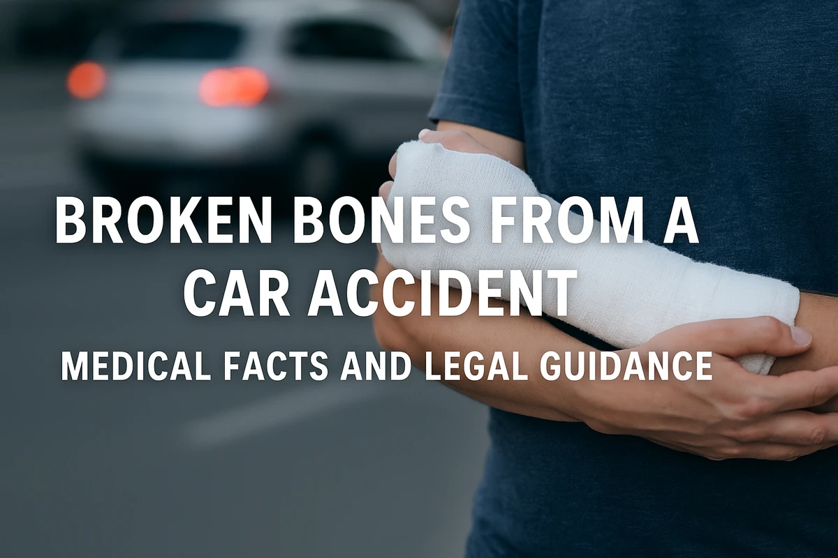 Man holding his broken arm after a car accident.