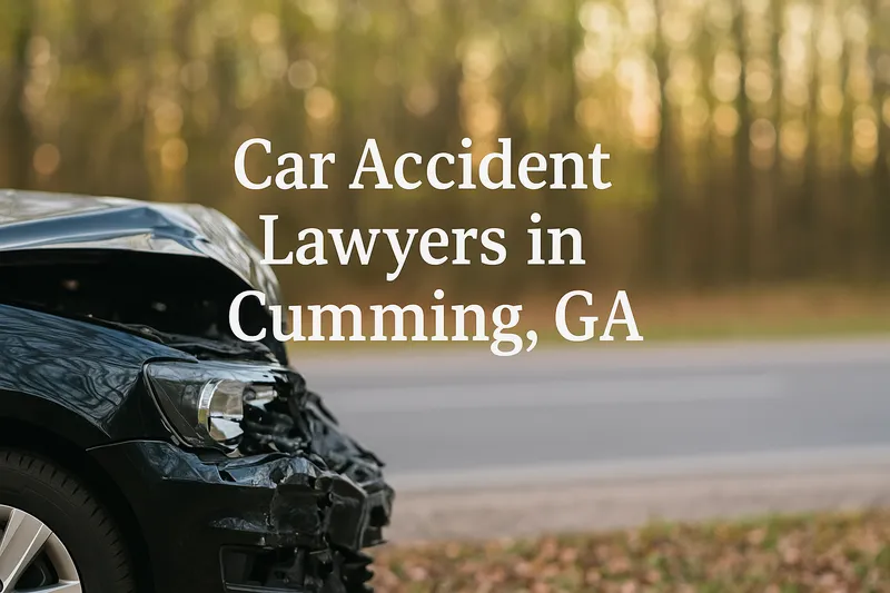 Damaged car after a collision with blurred trees in the background, used on a Car Accident Lawyers in Cumming, GA webpage
