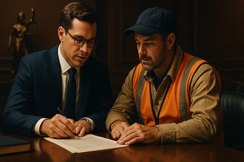 A workers being assisted by his attorney.
