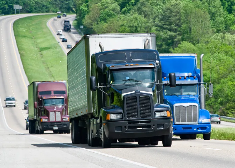 18 wheeler truck speeding down the highway