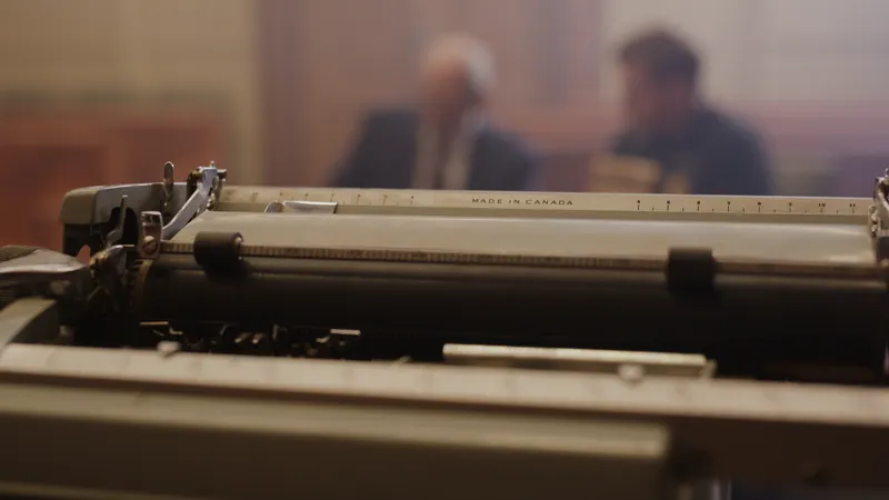 a typewritter in a courtroom.
